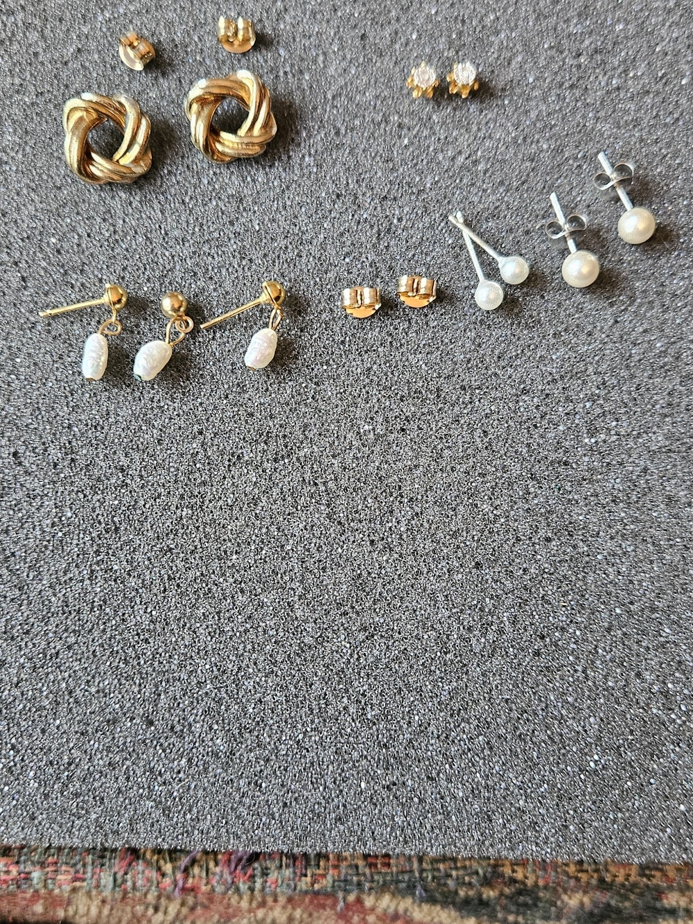 Gold and Pearl Mixed Stud Earring Set. Some With No Backings.